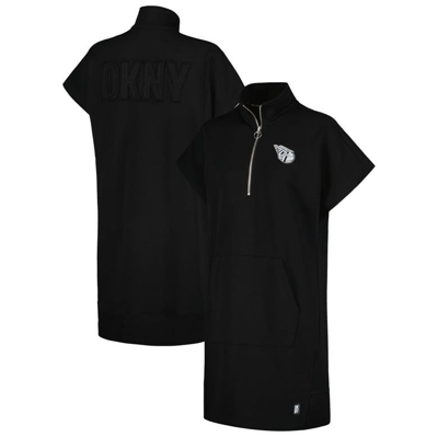 Dkny Sport Black Cleveland Guardians Emily Quarter-zip Trainer Dress