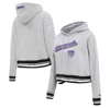 PRO STANDARD PRO STANDARD HEATHER GRAY SACRAMENTO KINGS SCRIPT TAIL CROPPED PULLOVER HOODIE