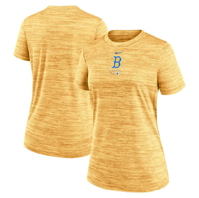 Nike Gold Boston Red Sox City Connect Authentic Collection Velocity Performance T-shirt In Yellow