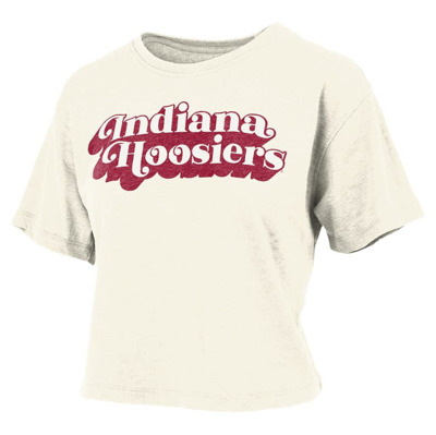Pressbox White Indiana Hoosiers Vintage Easy Team Name Waist-length T-shirt