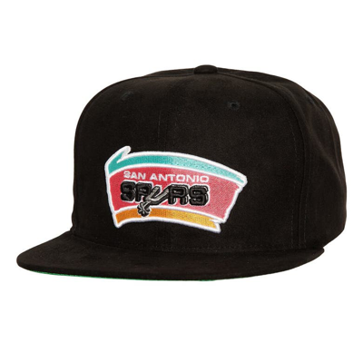 Mitchell & Ness Men's  Black San Antonio Spurs Sweet Suede Snapback Hat