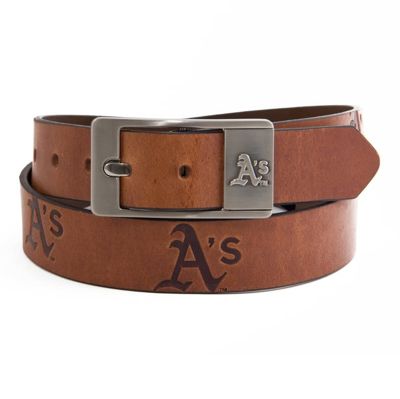 Eagles Wings Oakland Athletics Brandish Leather Belt In Brown