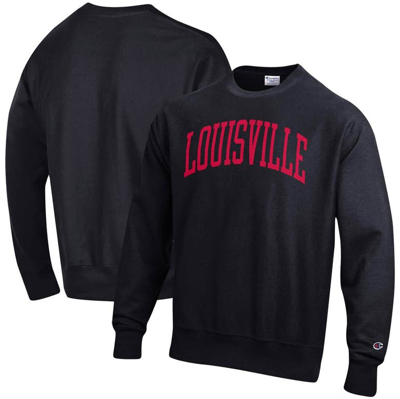 Champion Black Louisville Cardinals Arch Reverse Weave Pullover Sweatshirt