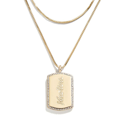 Wear By Erin Andrews X Baublebar Miami Marlins Dog Tag Necklace In Gold