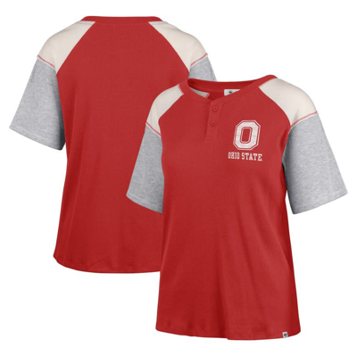 47 ' Scarlet Ohio State Buckeyes Underline Harvey Colorblock Raglan Henley T-shirt