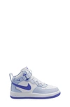 Nike Kids' Force 1 Mid Easyon Sneaker In Grey/ Persian Violet/ White