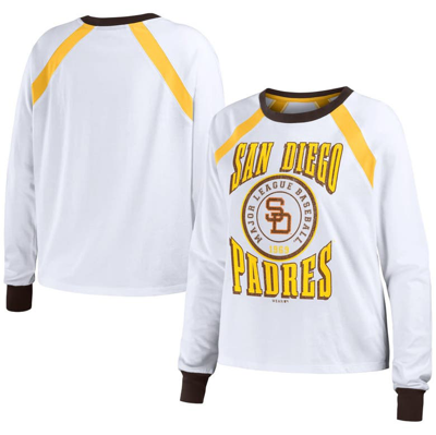 Wear By Erin Andrews White San Diego Padres Raglan Long Sleeve T-shirt