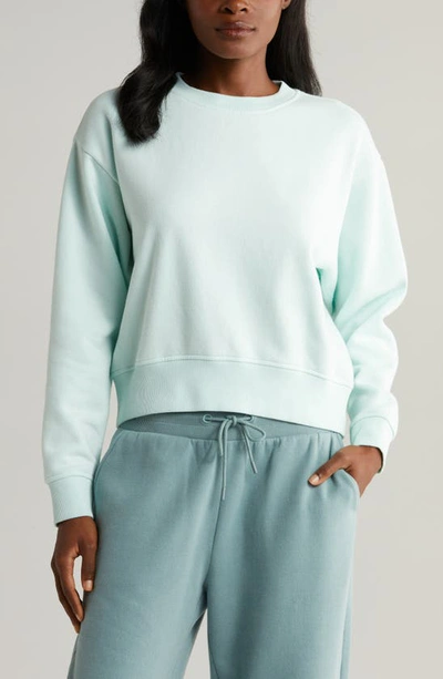 Zella Cloud Fleece Sweatshirt In Green Glimmer