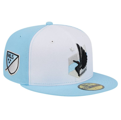 New Era Men's  White, Light Blue Minnesota United Fc 2024 Kick Off Collection 59fifty Fitted Hat In White,light Blue