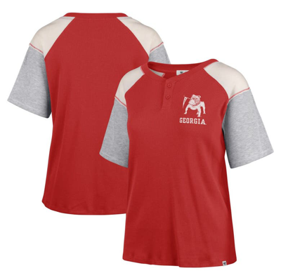 47 Brand '47 Red Georgia Bulldogs Underline Harvey Colorblock Raglan Henley T-shirt