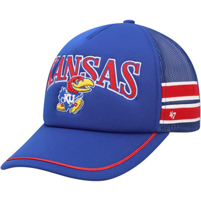 47 ' Royal Kansas Jayhawks Sideband Trucker Adjustable Hat In Blue