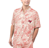 MARGARITAVILLE MARGARITAVILLE TAN TAMPA BAY BUCCANEERS SAND WASHED MONSTERA PRINT PARTY BUTTON-UP SHIRT
