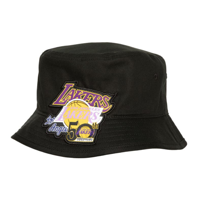 MITCHELL & NESS MITCHELL & NESS BLACK LOS ANGELES LAKERS 50TH ANNIVERSARY BUCKET HAT