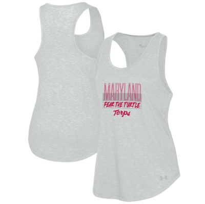 Under Armour Heather Grey Maryland Terrapins Breezy Racerback Tri-blend Tank Top