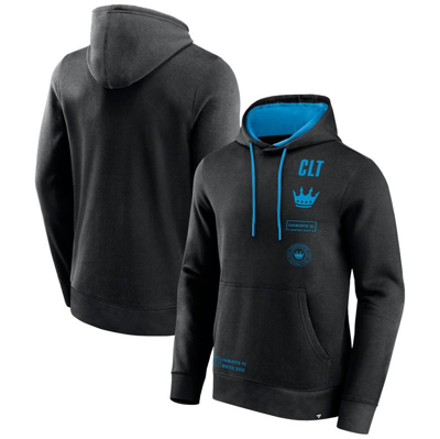 Fanatics Branded Black Charlotte Fc Halftime Pullover Hoodie In Black,blue