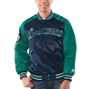 STARTER STARTER NAVY/AQUA SEATTLE MARINERS VARSITY SATIN FULL-SNAP JACKET