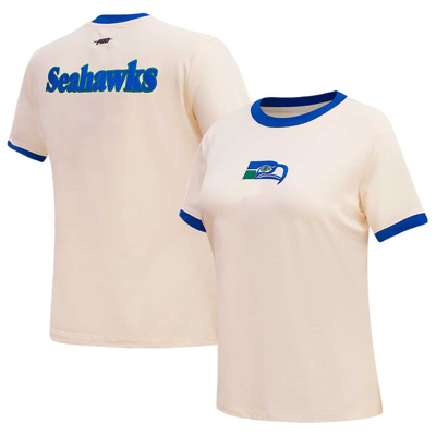 Pro Standard Cream Seattle Seahawks Retro Classic Ringer T-shirt