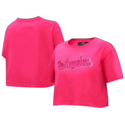 Pro Standard Pink Los Angeles Dodgers Triple Pink Boxy Cropped T-shirt