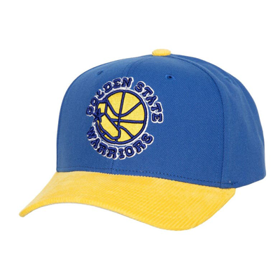 Mitchell & Ness Men's  Royal, Gold Golden State Warriors Soul Xl Logo Pro Crown Snapback Hat In Royal,gold