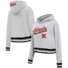 PRO STANDARD PRO STANDARD HEATHER GRAY NEBRASKA HUSKERS SCRIPT TAIL FLEECE CROPPED PULLOVER HOODIE