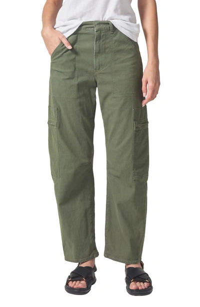 Citizens Of Humanity Marcelle Cotton Cargo Trousers In Dark Green