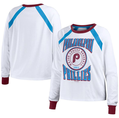 Wear By Erin Andrews White Philadelphia Phillies Raglan Long Sleeve T-shirt
