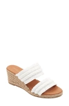Andre Assous Nori Espadrille Wedge Sandal In White Stretch