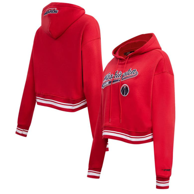 Pro Standard Red Washington Wizards Script Tail Cropped Pullover Hoodie