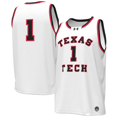 Under Armour #1 White Texas Tech Red Raiders Throwback Replica Basketball Jersey