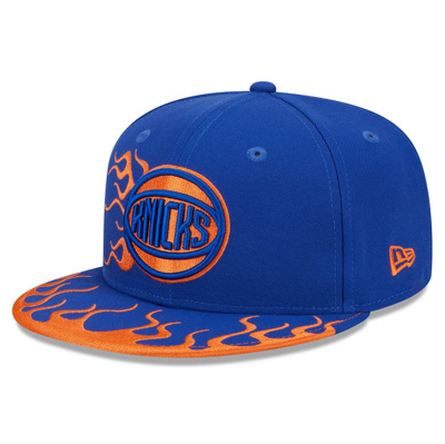 New Era Blue New York Knicks  Rally Drive Flames 9fifty Snapback Hat