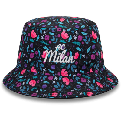 New Era Black Ac Milan Floral Print Bucket Hat
