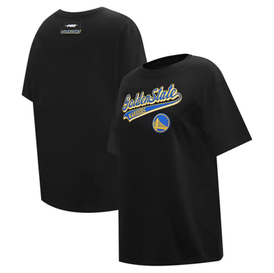 Pro Standard Black Golden State Warriors Script Boyfriend T-shirt