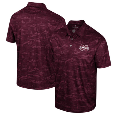 Colosseum Maroon Mississippi State Bulldogs Daly Print Polo