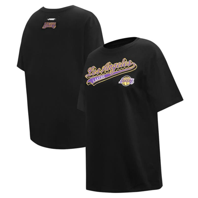 Pro Standard Black Los Angeles Lakers Script Boyfriend T-shirt