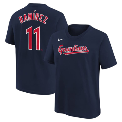 Nike Kids' Big Boys  Jose Ramirez Navy Cleveland Guardians Home Player Name And Number T-shirt