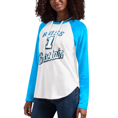 G-iii 4her By Carl Banks White Ross Chastain Mvp Raglan Hooded Long Sleeve T-shirt