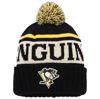 AMERICAN NEEDLE AMERICAN NEEDLE BLACK/WHITE PITTSBURGH PENGUINS PILLOW LINE CUFFED KNIT HAT WITH POM