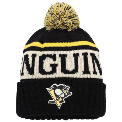 American Needle Black/white Pittsburgh Penguins Pillow Line Cuffed Knit Hat With Pom