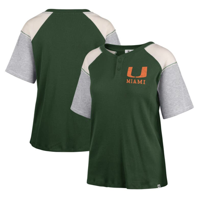 47 ' Green Miami Hurricanes Underline Harvey Colorblock Raglan Henley T-shirt