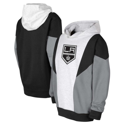 Outerstuff Kids' Youth Ash/black Los Angeles Kings Champion League Fleece Pullover Hoodie