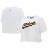 Pro Standard White Pittsburgh Penguins Boxy Script Tail Cropped T-shirt In White