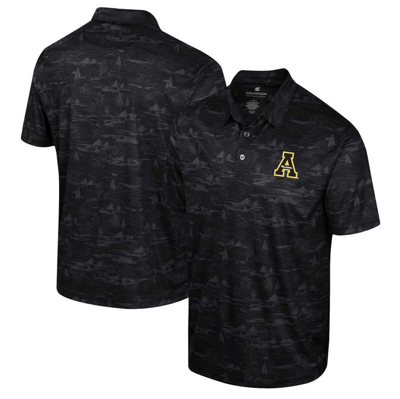 Colosseum Black Appalachian State Mountaineers Daly Print Polo
