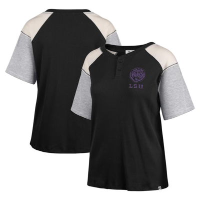 47 Brand '47 Black Lsu Tigers Underline Harvey Colorblock Raglan Henley T-shirt