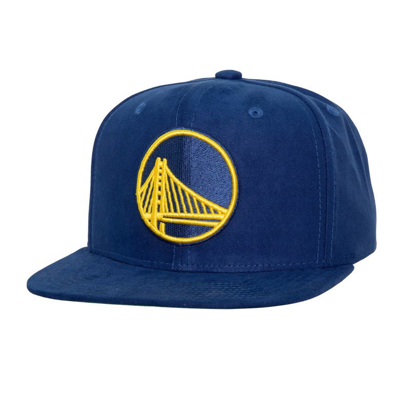 Mitchell & Ness Royal Golden State Warriors Sweet Suede Snapback Hat In Blue
