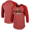 MAJESTIC MAJESTIC THREADS SCARLET SAN FRANCISCO 49ERS 2023 NFC CHAMPIONS TRI-BLEND RAGLAN 3/4-SLEEVE T-SHIRT