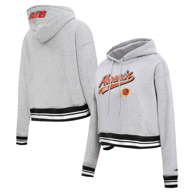 Pro Standard Heather Gray Phoenix Suns Script Tail Cropped Pullover Hoodie