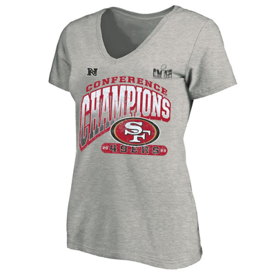 Fanatics Branded  Heather Gray San Francisco 49ers 2023 Nfc Champions Plus Size Hail Mary V-neck T-s