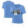 WEAR BY ERIN ANDREWS WEAR BY ERIN ANDREWS CAROLINA BLUE NORTH CAROLINA TAR HEELS SIDE LACE-UP MODEST CROP T-SHIRT