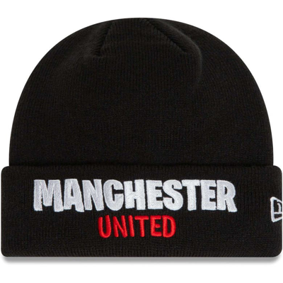 New Era Kids' Youth  Black Manchester United Wordmark Cuffed Knit Hat