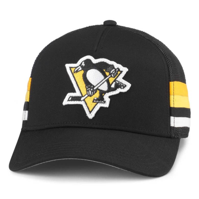 American Needle Black Pittsburgh Penguins Hotfoot Stripes Trucker Adjustable Hat